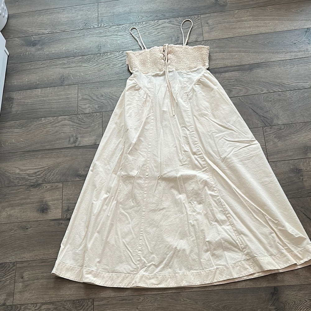 Free People Cream Spaghetti Strap Maxi Sundress